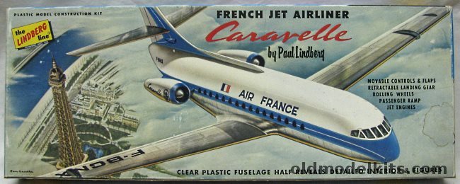 Lindberg 1/96 French Jet Airliner Caravelle - With Full Interior and Engines and Transparent Fuselage and Cowling - Cellovision Issue, 553-149 plastic model kit